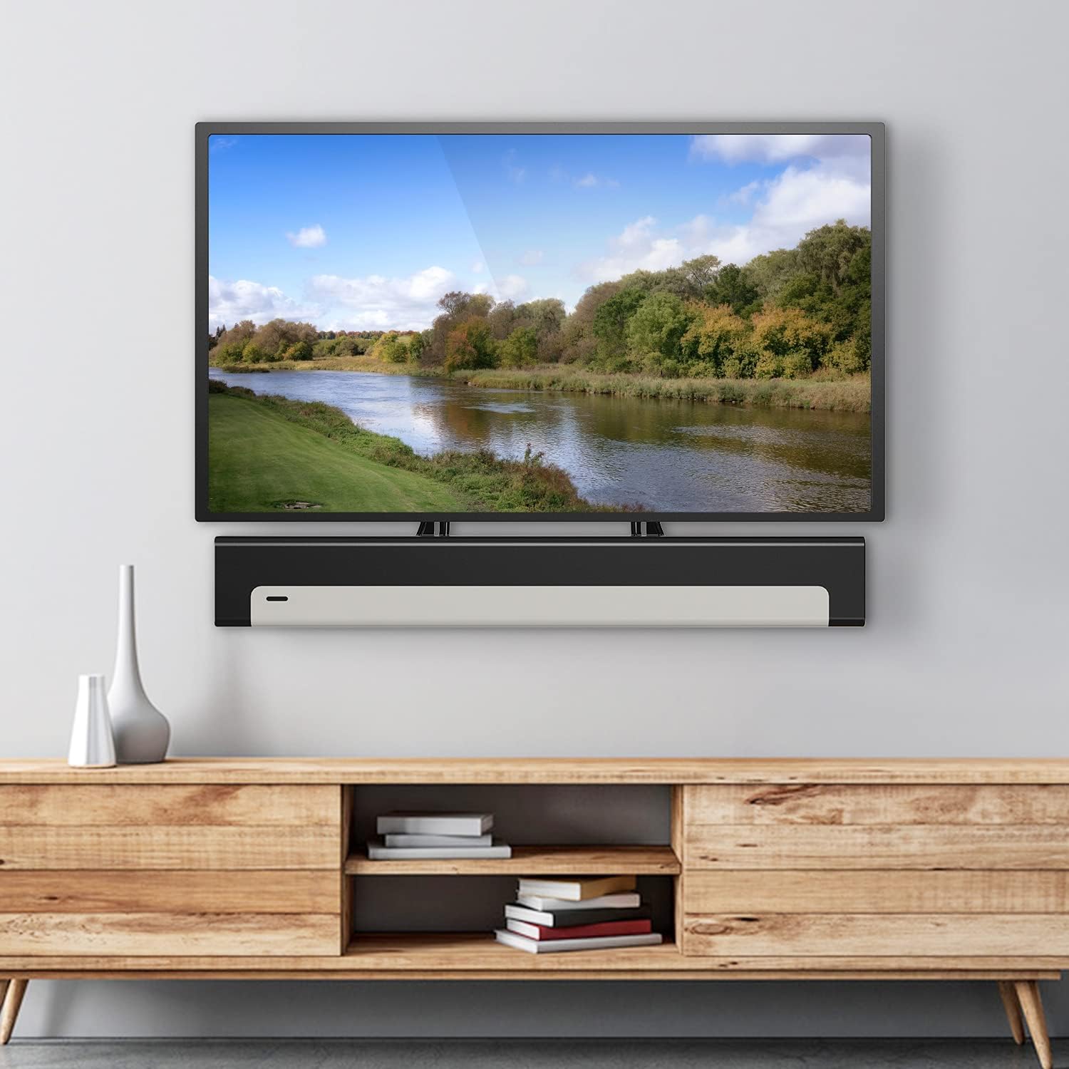 Wali sbr201ユニバーサルサウンドバーブラケットマウント用上またはunderテレビ、Fits Most 32を70インチTV、33?lbs。重量容量ブラック 2zzhgl6 Amazon | WALI ユニバーサルサウンドバーマウントブラケット テレビ上